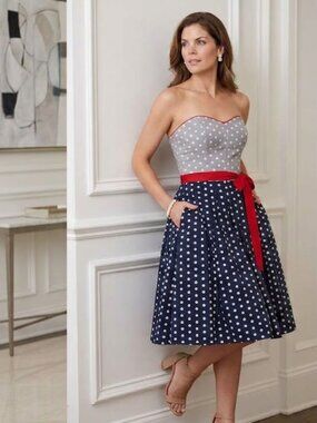 NWT Corey Lynn Calter Strapless Boning Polka Dot Fit & Flare Dress, Size 10